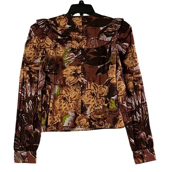 Walter Baker Womens Jayden Brown Long Sleeve RuffledTop Size Small - Picture 3 of 12